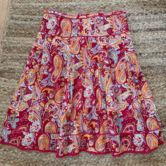 Pappagallo Dresses & Skirts - Pappagallo Size 12 Red Pleated Paisley Cotton Skirt